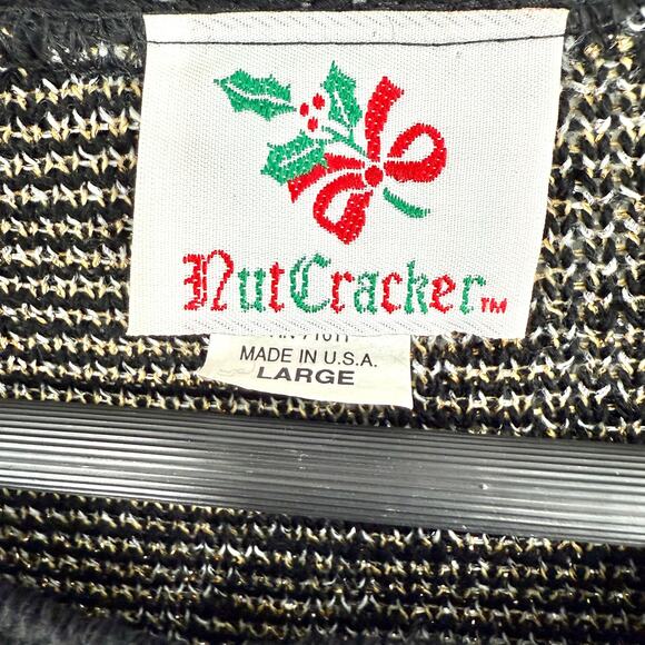 NutCracker Vintage 90s Super Sparkly Gold Silver Christmas Sweater Shirt Top - Picture 2 of 8